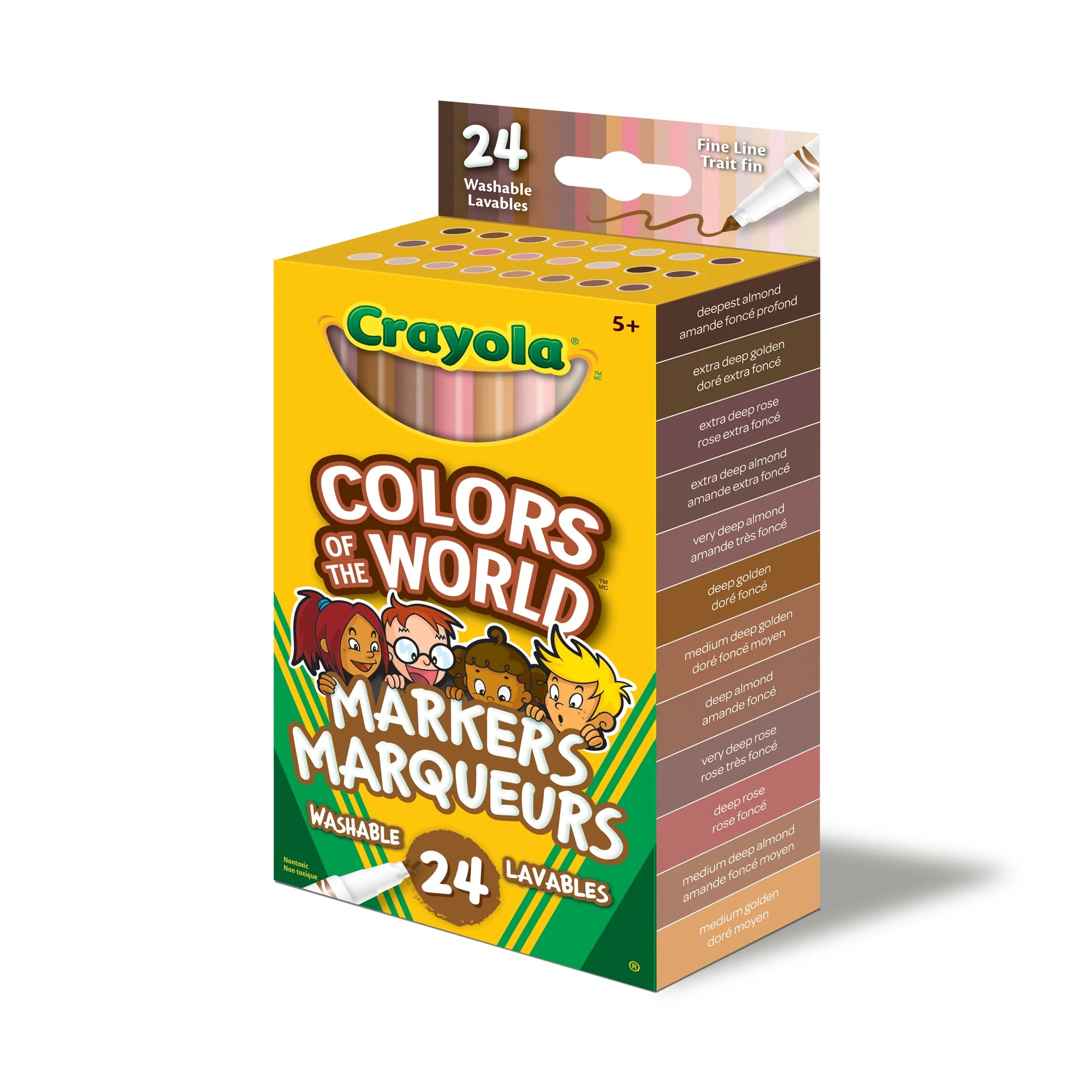 Colours of the World Fine Line Crayons, 24 Count