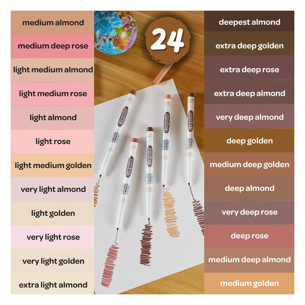 Colours of the World Fine Line Crayons, 24 Count